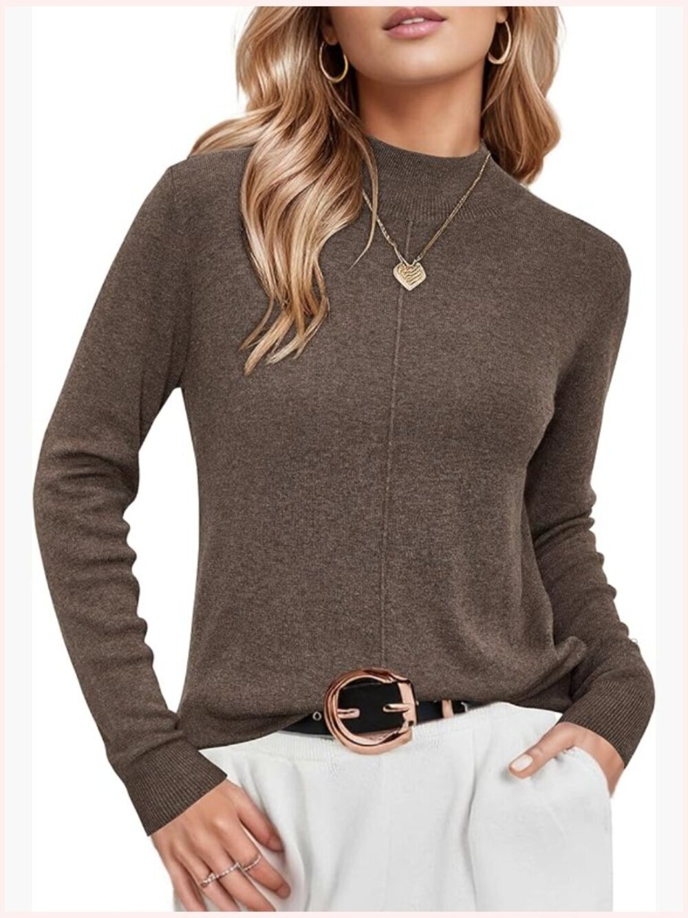 Womens Wool Blend Mock Neck Pullover Sweater Business Casual Fall Tops